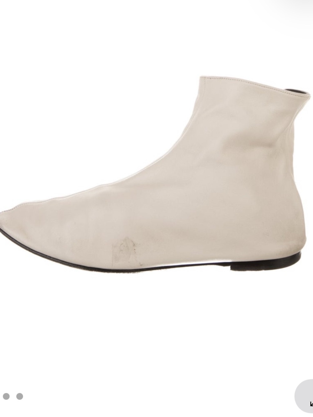 The Row Ivory Leather Chelsea Boots